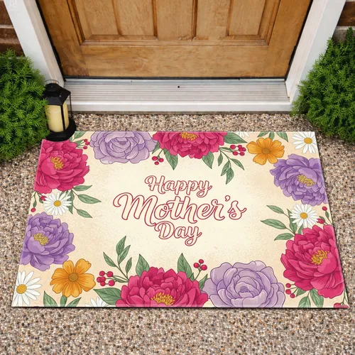 Happy Mother's Day Peony Daisy Floral - Mother's Day Gift Doormat