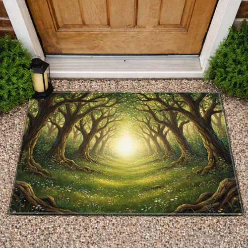 Sun-drenched Forest Path Wildflower Meadow - Home Decor Gift for Nature Lover Doormat