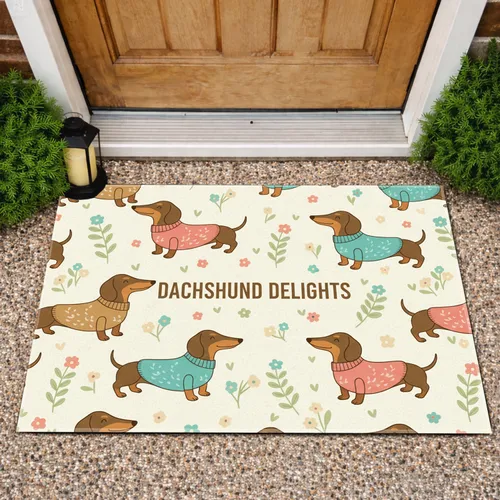 Dachshunds Sweaters Botanical - Home Decor Gift for Dog Lover Doormat