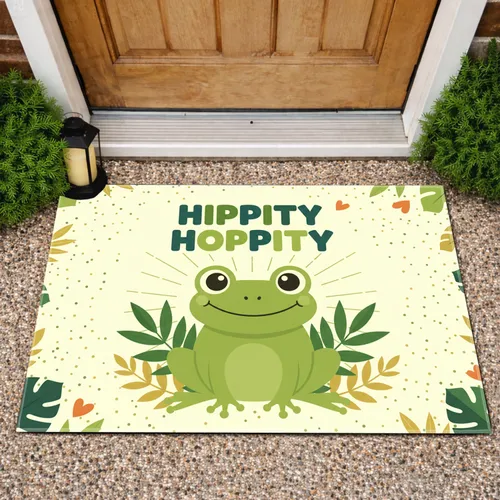 Green Frog HIPPITY HOPPITY Tropical Leaf - Home Decor Gift for Nature Lover Doormat