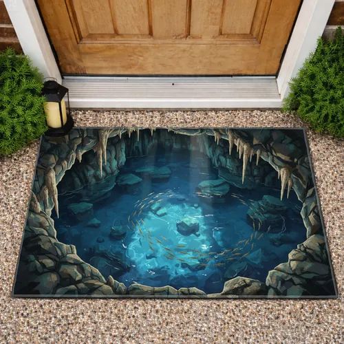Subterranean Cavern Water Pool Fish Cenote Grotto - Nature Lover Home Decor Gift Doormat