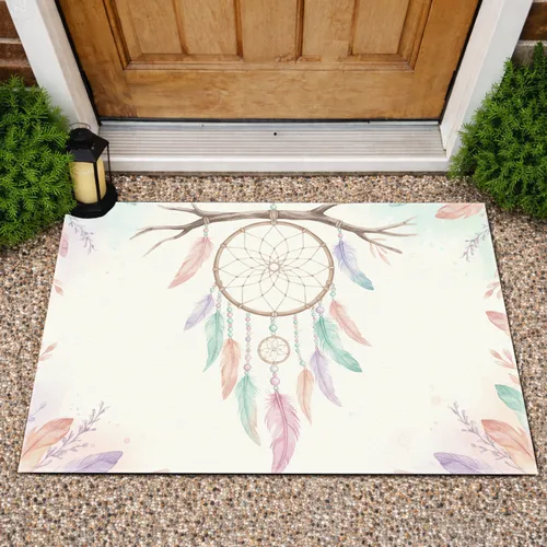 Dreamcatcher Feathers Rustic Branch Botanical - Boho Home Decor Gift Doormat