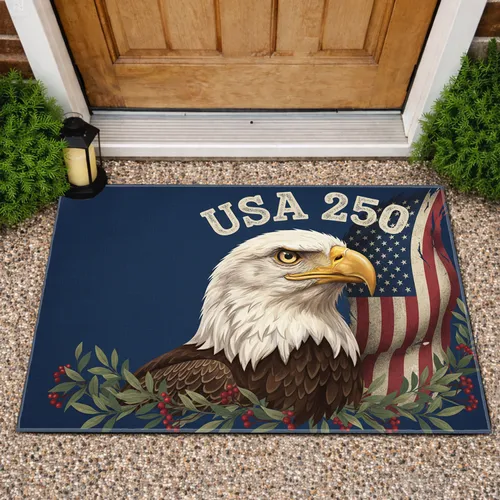 Bald Eagle American Flag USA 250 - Patriotic Anniversary Gift for Veterans Doormat