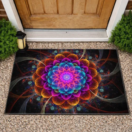 Kaleidoscope Flower Mandala Cosmic Swirl Stardust - Home Decor Gift Doormat