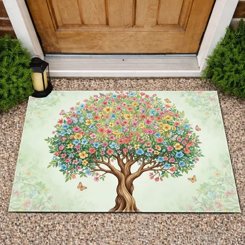 Blossoming Tree Butterflies Floral Canopy - Home Decor Gift for Garden Lover Doormat