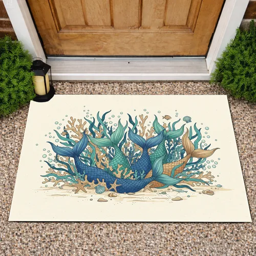 Mermaid Tails Marine Life Ocean - Coastal Home Decor Gift for Ocean Lover Doormat