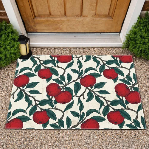 Red Apples Branches Leaves - Home Decor Gift for Garden Lovers Doormat