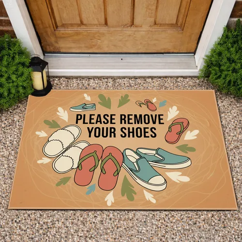 Please Remove Your Shoes Casual Footwear Leaf Accents Home Decor Gift Doormat