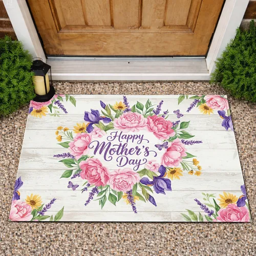 Happy Mother's Day Floral Bouquet - Mother's Day Gift Doormat