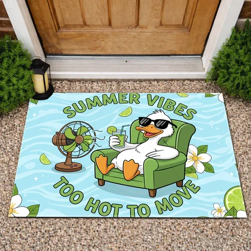 White Duck Sunglasses Lime Drink Summer Fun - Home Decor Gift for Duck Lover Doormat