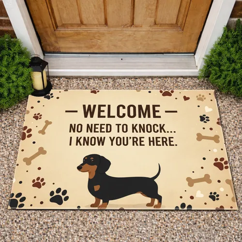 Dachshund Welcome Paw Prints - Home Decor Gift for Dog Lovers Doormat