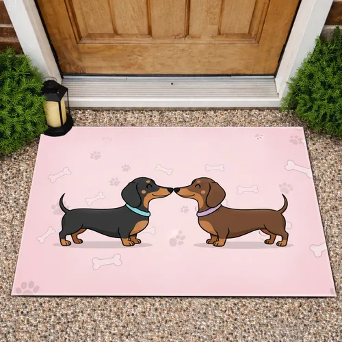 Dachshund Dogs Noses Touching - Home Decor Gift for Dog Lovers Doormat