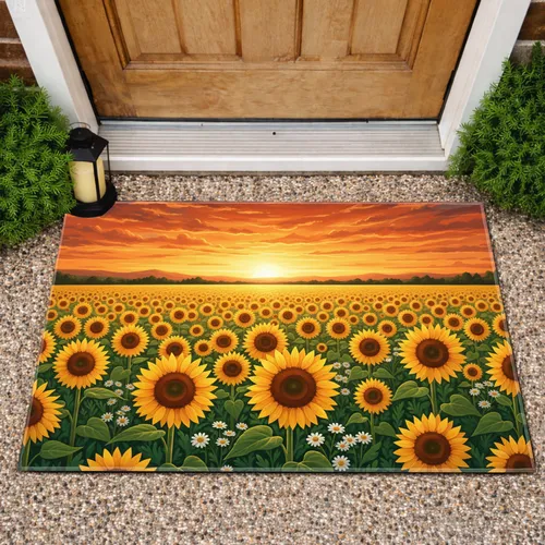 Golden Sunflowers Sunset Field - Home Decor Gift for Garden Lover Doormat