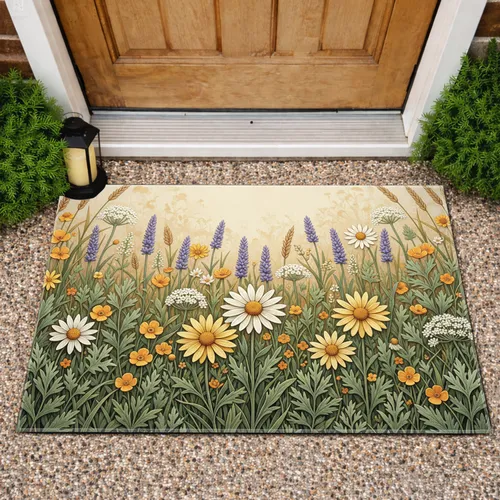Wildflower Meadow Daisy Lavender Blossom Greenery Botanical Garden Floral - Home Decor Gift Doormat