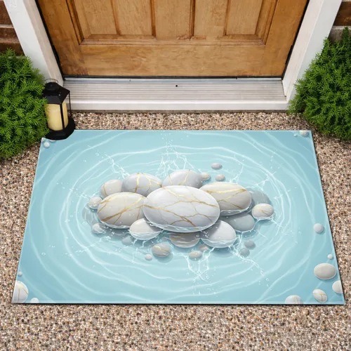 White Marble Stones Clear Water Refractions Home Decor Gift Doormat