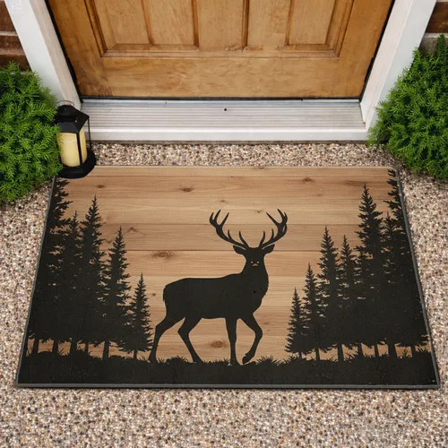 Majestic Stag Evergreen Forest - Woodsy Home Decor Gift Doormat