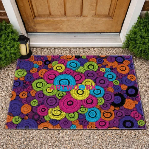 Overlapping Concentric Spiraling Circles Field - Everyday Home Decor Gift Doormat