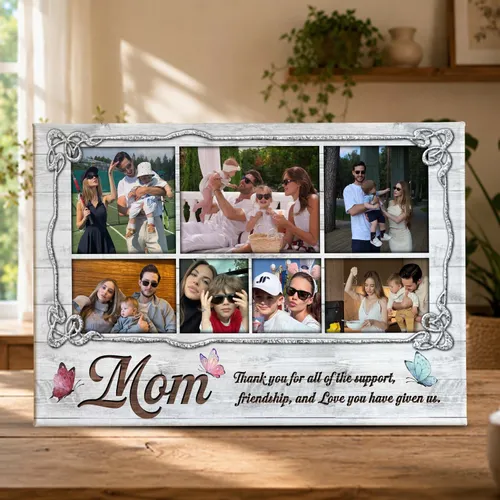 Personalized Mom Gift from Children, Custom Family Photo Collage Canvas, Thank You Mom Birthday Gift, Mother's Day Canvas Wall Art