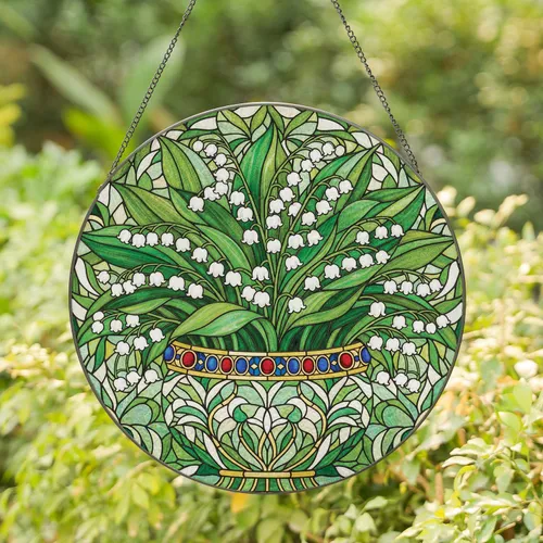Lily of the Valley Mosaic Planter - Home Decor Gift for Garden Lover Stained Glass Suncatcher