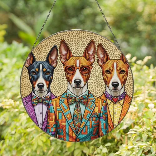 Stained Glass Dogs in Suits Sunglasses - Dog Lover Home Decor Gift Stained Glass Suncatcher