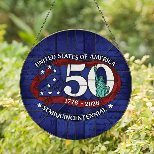 United States 250th Semiquincentennial Statue of Liberty - American History Gift Stained Glass Suncatcher