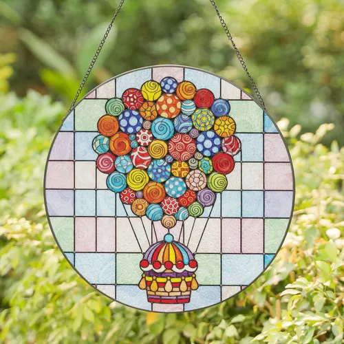 Hot Air Balloon Cake Glass Spheres Abstract Clouds Swirling Light Mosaic Home Decor Gift Stained Glass Suncatcher