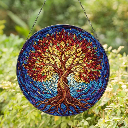Sprawling Gnarled Tree of Life - Home Decor Gift Stained Glass Suncatcher