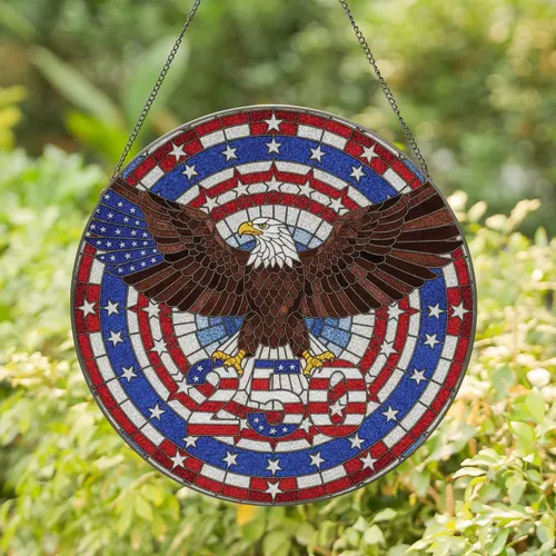 Bald Eagle 250 Stars Stripes - Independence Day Home Decor Gift for Veterans Stained Glass Suncatcher