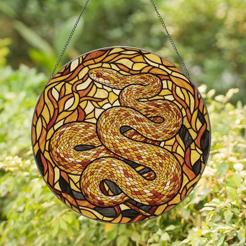 Vibrant Corn Snake Swirling Roots - Home Decor Gift for Reptile Lover Stained Glass Suncatcher