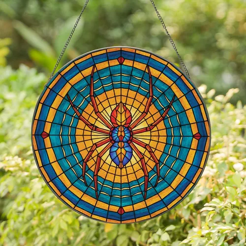 Stained Glass Spider Web - Home Decor Gift for Spider Lover Stained Glass Suncatcher