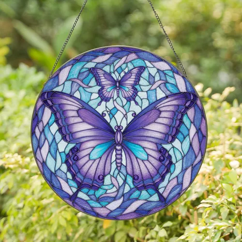 Butterfly Stained Glass Mosaic - Home Decor Gift for Butterfly Lover Stained Glass Suncatcher