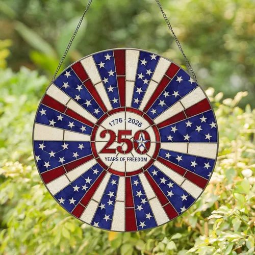 Patriotic 250th Anniversary Star - Independence Day Home Decor for Veterans Stained Glass Suncatcher
