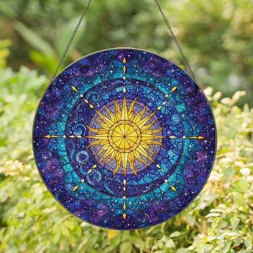 Celestial Sun Moon Yin-Yang Stars - Home Decor Gift Stained Glass Suncatcher