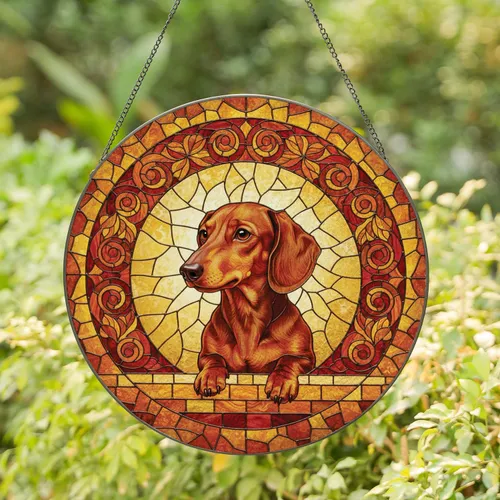 Dachshund Dog Ledge Home Decor Gift for Dog Lover Stained Glass Suncatcher