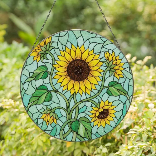 Majestic Sunflower Bloom Vine - Home Decor Gift for Garden Lover Stained Glass Suncatcher