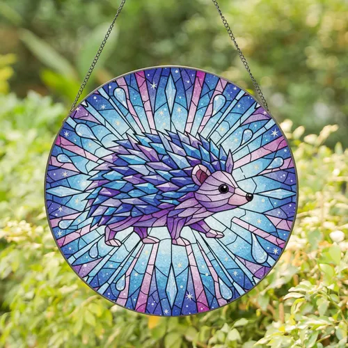 Hedgehog Quills Luminous Sky Stars Home Decor Gift for Animal Lover Stained Glass Suncatcher