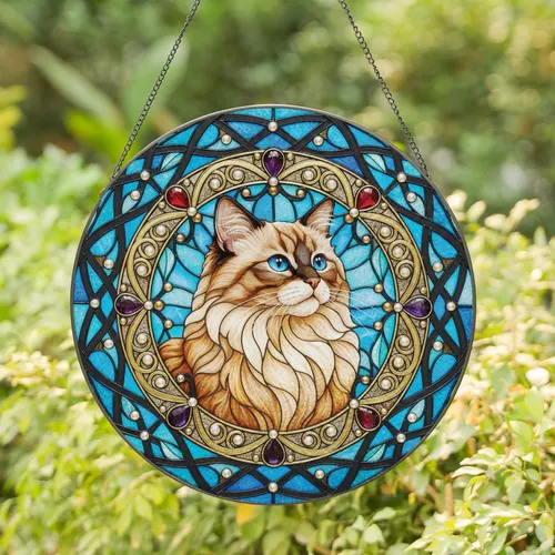 Ragdoll Cat Stained Glass Panel - Home Decor Gift for Cat Lover Stained Glass Suncatcher