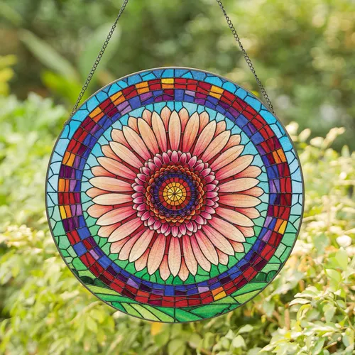 Gerbera Daisy Stained Glass Mosaic - Home Decor Gift for Garden Lover Stained Glass Suncatcher