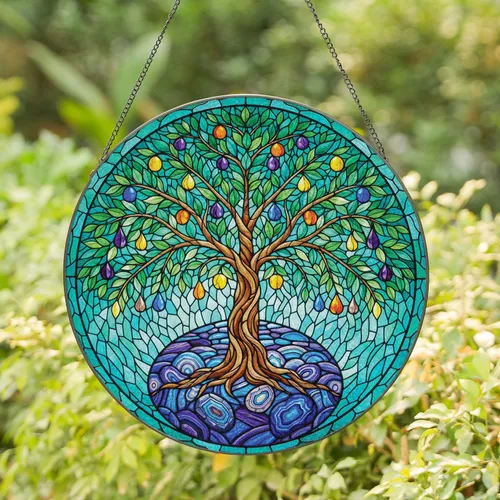 Tree of Life Stained Glass Mosaic - Home Decor Gift for Nature Lover Stained Glass Suncatcher