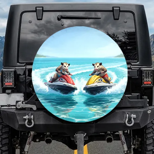 Opossum Watercraft Ocean Plane - Adventure Seeker Gift for Animal Lovers Spare Tire Cover