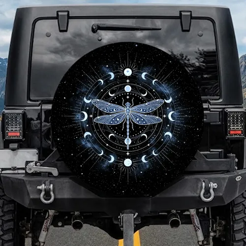 Dragonfly Moon Cosmic Night - Outdoor Lifestyle Gift Spare Tire Cover