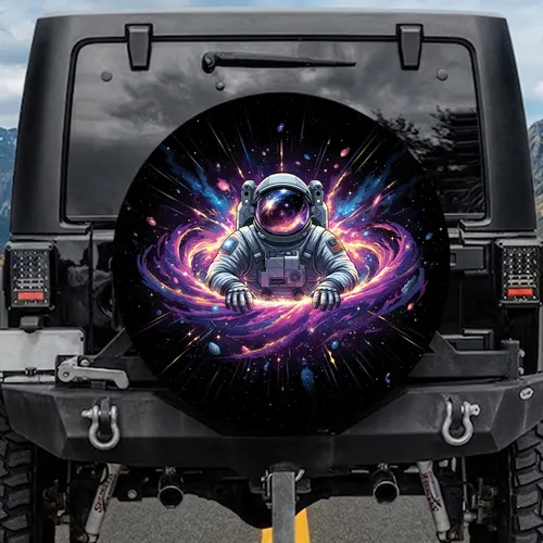 Astronaut Cosmic Vortex Swirling Nebula Galactic Stars Energy - Adventure Travel Gift Spare Tire Cover