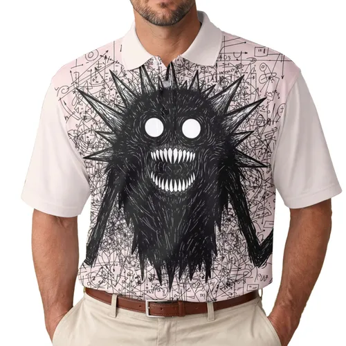Spiky Hairy Monstrous Creature Sharp Teeth Clawed Hands - Monster Lover Gift Men's Polo Shirt