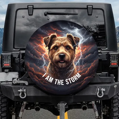 Cairn Terrier Dog Lightning Storm - I AM THE STORM - Dog Lover Gift Spare Tire Cover