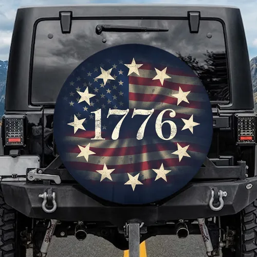1776 Thirteen Stars Heritage Flag - Independence Day Gift for Veterans Spare Tire Cover