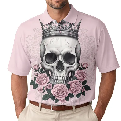 Gothic Skull Crown Roses - Gothic Romantic Gift for Gothic Lover Men's Polo Shirt