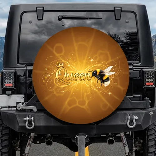 Queen Crown Bumblebee Royal Gold - Travel Accessory for Nature Lovers Spare Tire Cover