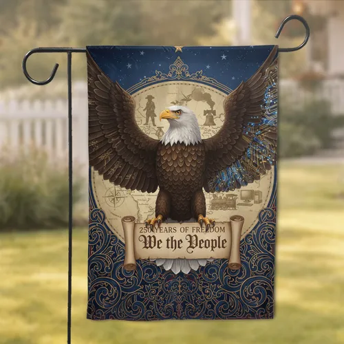 Bald Eagle We the People Antique Map USA 250th Anniversary Independence Day Garden Flag