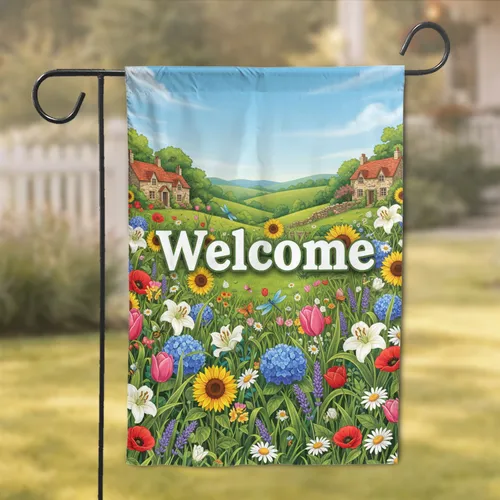 Welcome Spring Garden Flowers - Home Decor Gift for Garden Lover Garden Flag