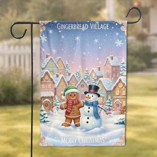 Gingerbread Village Snowman Gingerbread Man - Christmas Holiday Decor Garden Flag